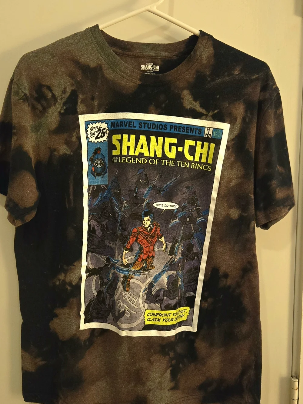 Marvel Shang-Chi Tie-Dye Graphic Tee - Black Brown with Yellow Accents - Picture 1 of 3